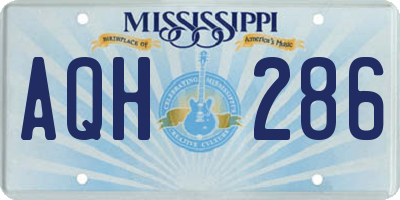 MS license plate AQH286