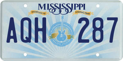MS license plate AQH287