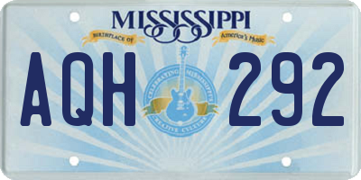 MS license plate AQH292