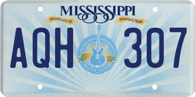 MS license plate AQH307
