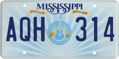 MS license plate AQH314