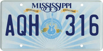 MS license plate AQH316