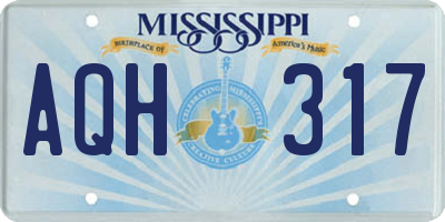 MS license plate AQH317