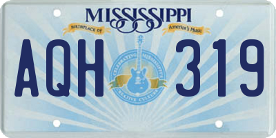 MS license plate AQH319