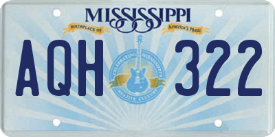 MS license plate AQH322