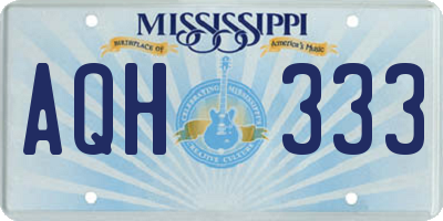MS license plate AQH333