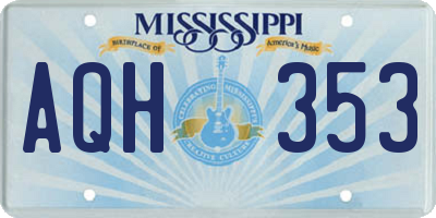 MS license plate AQH353