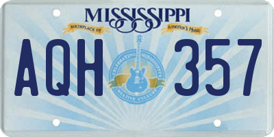 MS license plate AQH357