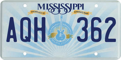 MS license plate AQH362