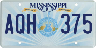 MS license plate AQH375
