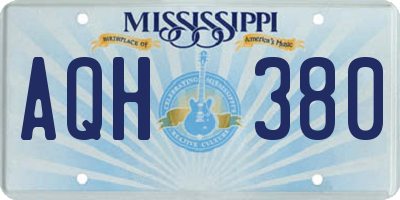 MS license plate AQH380