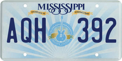 MS license plate AQH392