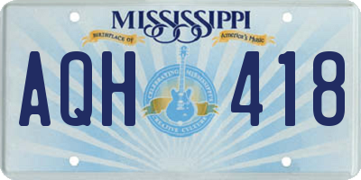 MS license plate AQH418