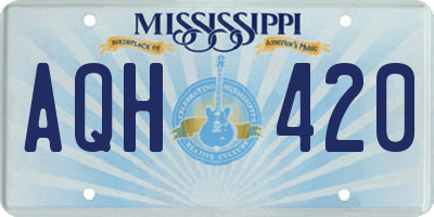 MS license plate AQH420