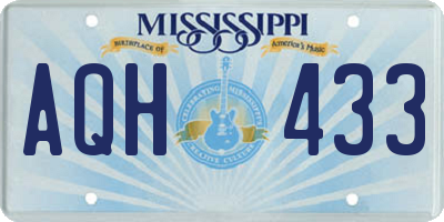 MS license plate AQH433
