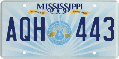 MS license plate AQH443