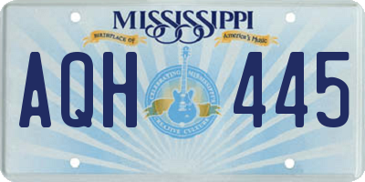 MS license plate AQH445