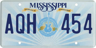 MS license plate AQH454