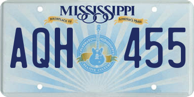 MS license plate AQH455