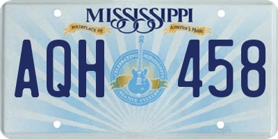 MS license plate AQH458