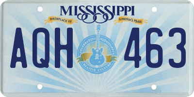 MS license plate AQH463