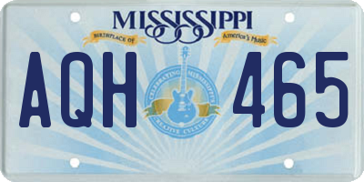 MS license plate AQH465