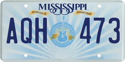 MS license plate AQH473