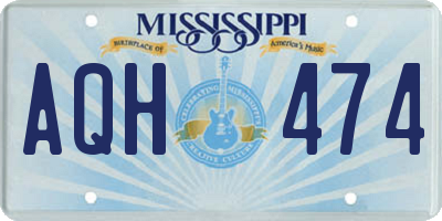 MS license plate AQH474