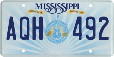 MS license plate AQH492