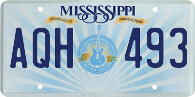 MS license plate AQH493