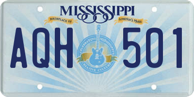 MS license plate AQH501