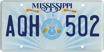 MS license plate AQH502