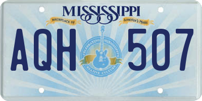 MS license plate AQH507