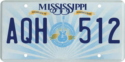 MS license plate AQH512