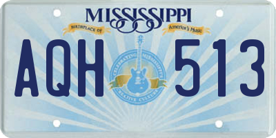 MS license plate AQH513