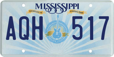 MS license plate AQH517