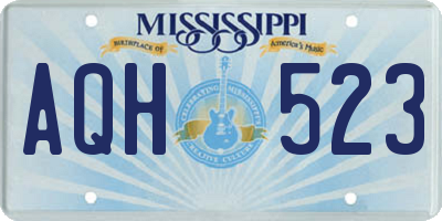 MS license plate AQH523
