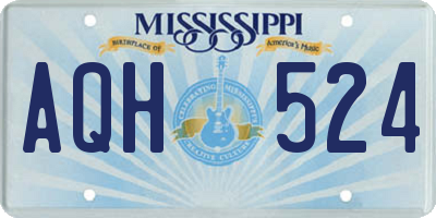 MS license plate AQH524