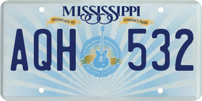 MS license plate AQH532