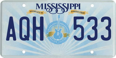 MS license plate AQH533