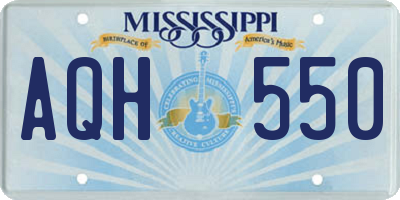 MS license plate AQH550