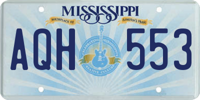 MS license plate AQH553