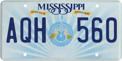 MS license plate AQH560
