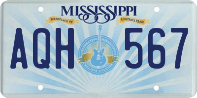MS license plate AQH567