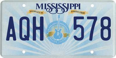 MS license plate AQH578
