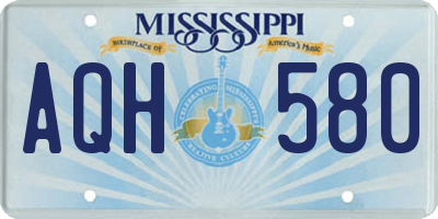 MS license plate AQH580