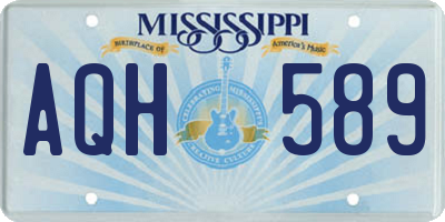 MS license plate AQH589