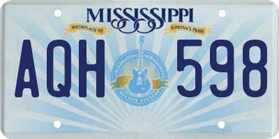 MS license plate AQH598