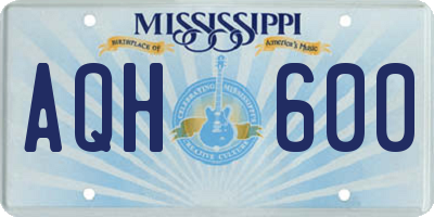 MS license plate AQH600