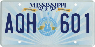 MS license plate AQH601